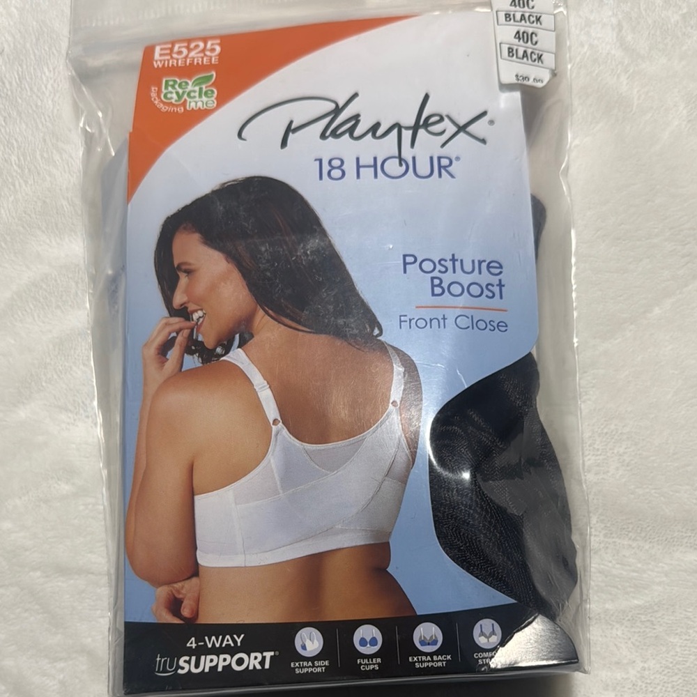 Playtex Black Supportive Bra with Wide Straps